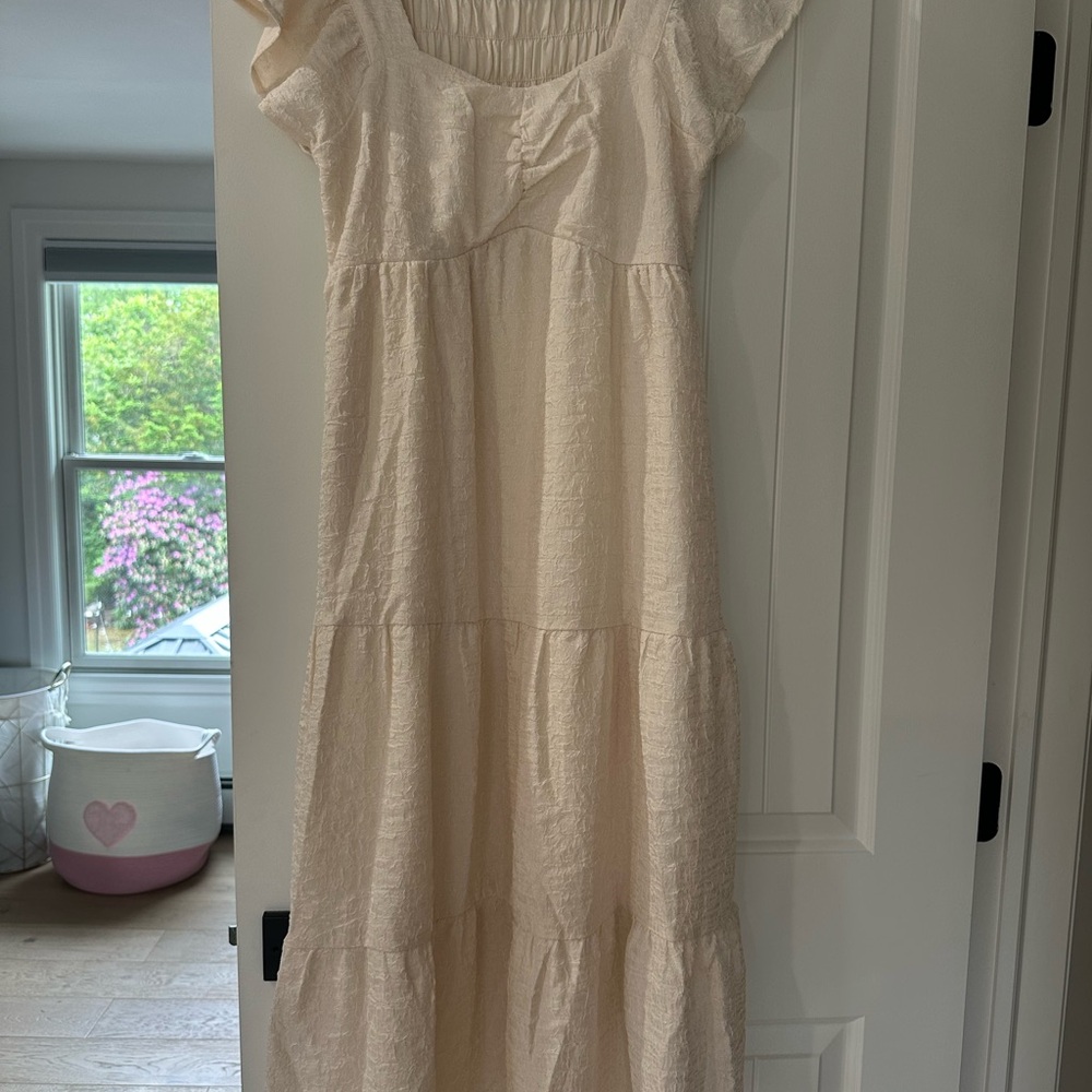 Polagram Cream Short Sleeve Dress